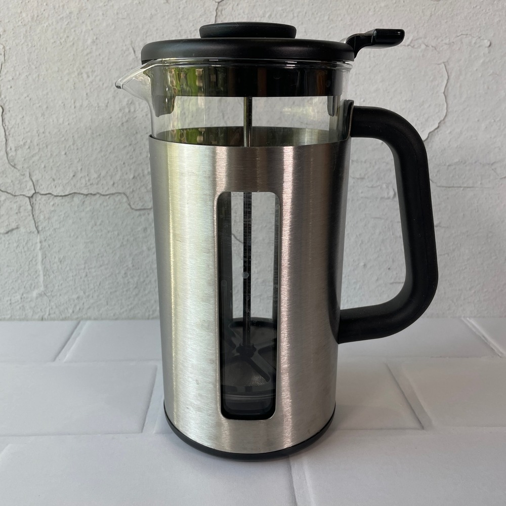 OXO Brew French Press Coffee Maker Stainless Steel Glass 8 Cup GroundsLifter